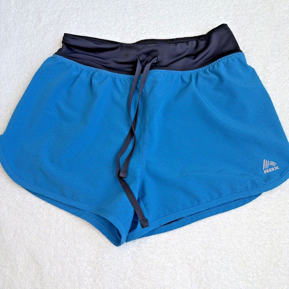 RBX Performance X Dri Women Small Blue Lined Activewear Workout Gym Sport Shorts